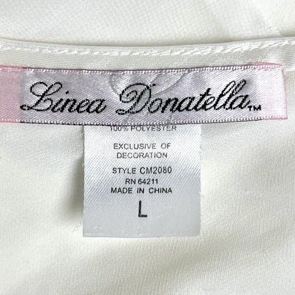 Linea Donatella Camisole Polyester Silk Chiffons Pintucks Lace Sz L Bridal White - Picture 7 of 9